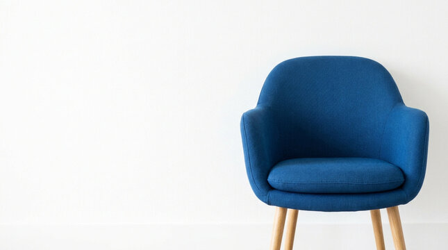 Blue modern armchair isolated on white background for interior design