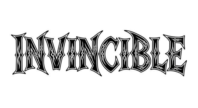 Invincible text logo in black and white with a distressed and gothic font style.