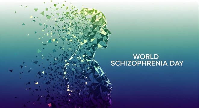 Abstract Human Figure Dissolving into Fragments for World Schizophrenia Day Awareness Campaign