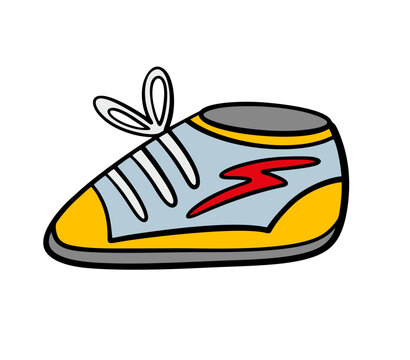 Multi-colored sneakers, vintage or modern fashion. Vector illustration of sports-style shoes for teenagers.