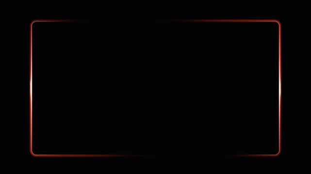 Red neon rectangular frame. glowing border overlay. modern screen display