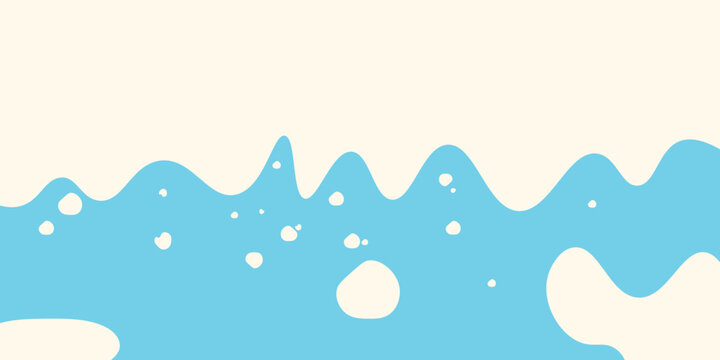 Minimalist Abstract Blue Water Wave Background with Fluid Splashes and Bubbles. Vector Illustration
