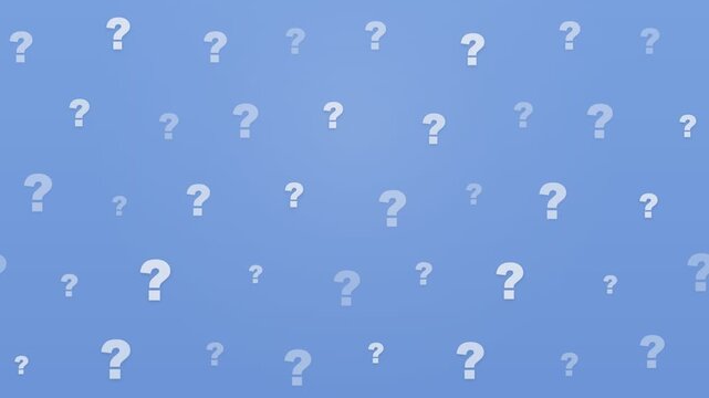 Question marks blue background. quiz and mystery pattern animation. educational question backdrop