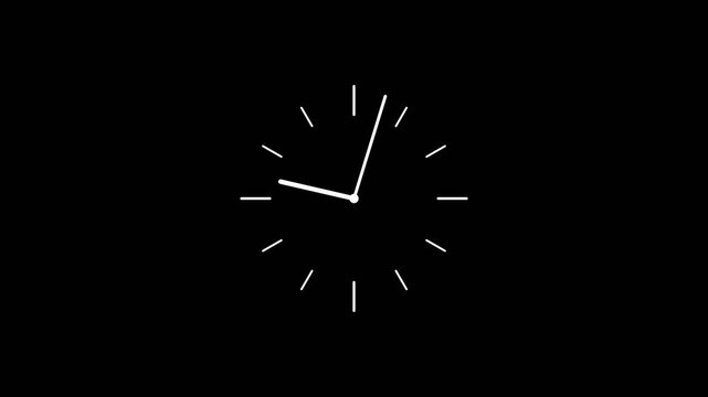 Simple watch face animation. fast moving clock hands. minimal time loop