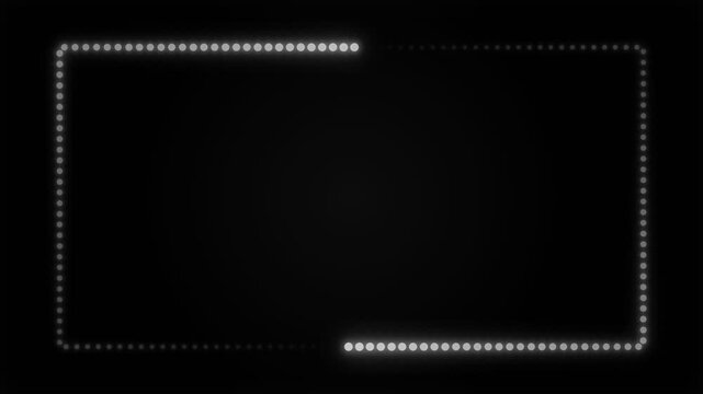 White dotted rectangular frame. glowing laser border animation. seamless loop background