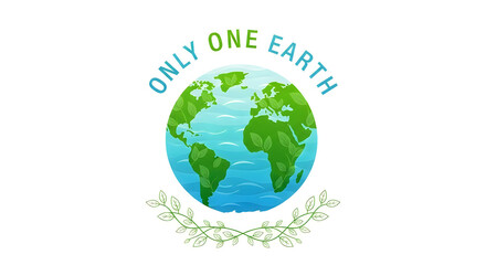 Fototapeta premium Watercolor painting of earth with 'only one earth' message promoting environmental awareness and global unity