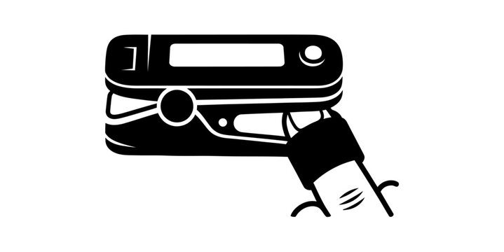 Pulse Oximeter Finger Device Icon in Black Silhouette Medical Vector Illustration