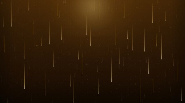 Digital gold stripes falling. hi tech technology background. futuristic data stream effect