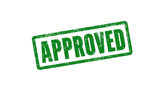 Approved rubber stamp. green approval document mark. official status confirmation