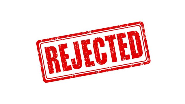 Rejected rubber stamp. red approval denied mark. document status warning