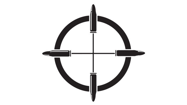 Knife weapon target icon with four point crosshair and circular shield for premium tactical combat branding featuring military gear, defense, logo