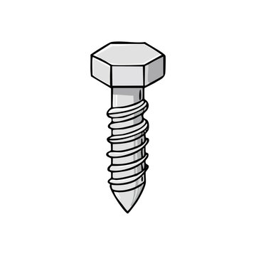 Single Hex Head Lag Screw with Pointed Tip and Spiral Threads