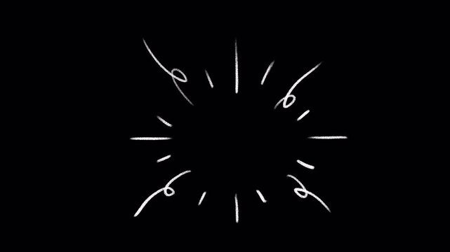 Draw fireworks with chalk in doodle style. Transparent background.