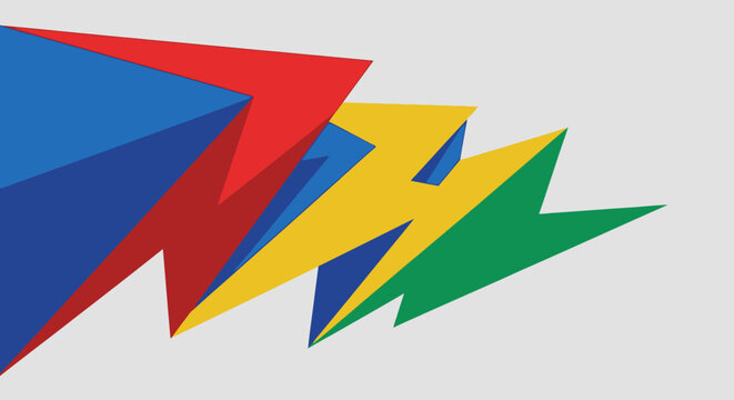 A colorful abstract background featuring the flag of Ireland designed with geometric origami arrows and vector triangle shapes to create a modern business logo concept