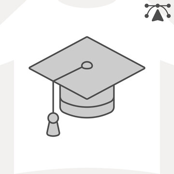 Graduation cap isometric icon, milestone of success concept. Vector graphics. Student hat, headwear sign and editable stroke, outline style icon for mobile or web design.