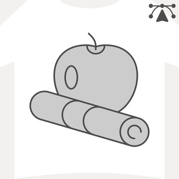 Apple with a diploma isometric icon, academic excellence concept. Vector graphics. Achievement, fruit and scroll sign and editable stroke, outline style icon for mobile or web design.