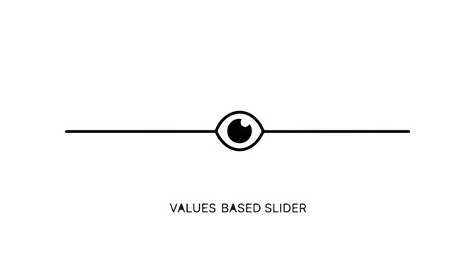 Abstract representation of a values-based slider with an eye symbol, symbolizing choice and perception.