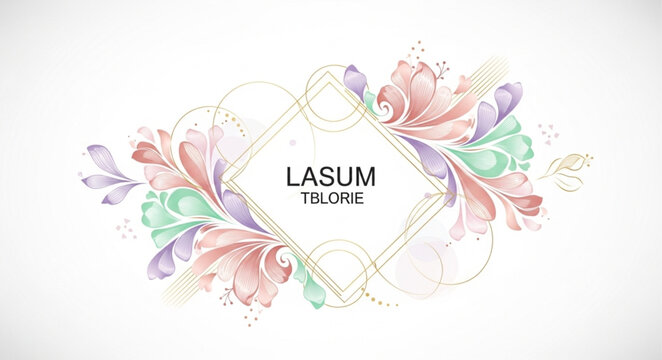 Elegant floral frame with decorative elements and text placeholder.
