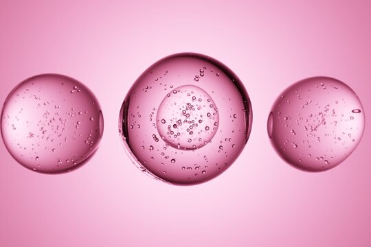 Pink human cells or microorganisms, 3D render, biology concept