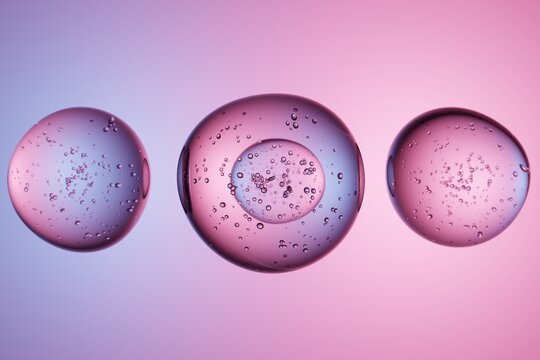 Transparent bubbles with smaller bubbles inside, gradient background