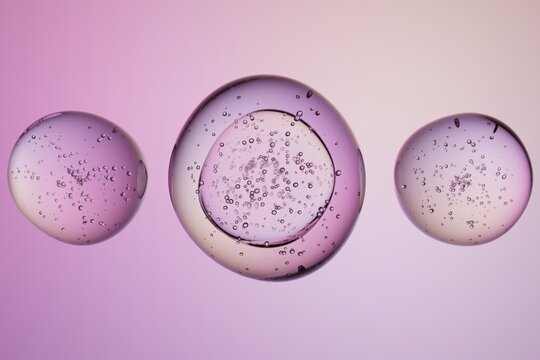 Transparent spheres with bubbles, soft gradient background