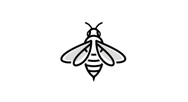 Minimalist bee illustration, simple line art insect icon, vector graphic