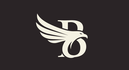 Minimalist letter B logo with eagle wing design © sri