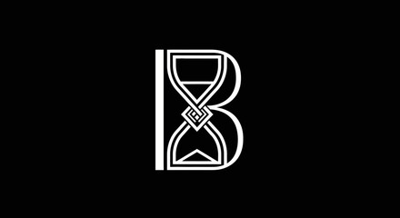 Minimalist letter B logo with integrated hourglass icon © sri