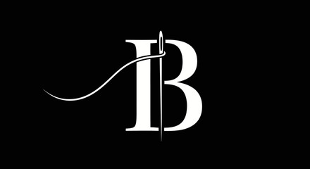 Minimalist letter B sewing needle and thread logo design © sri