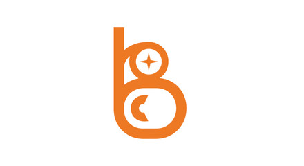 Minimalist orange letter B logo with moon and star icons © sri