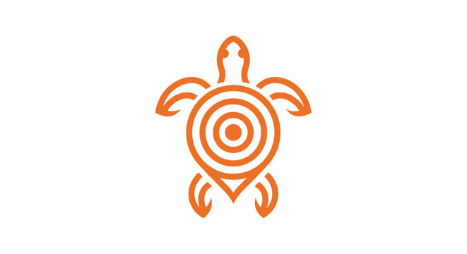 Minimalist orange sea turtle logo with geometric shell pattern