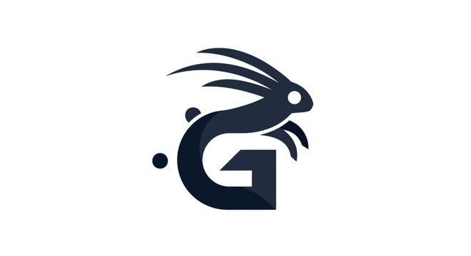 Minimalist rabbit logo combined with letter G on white background