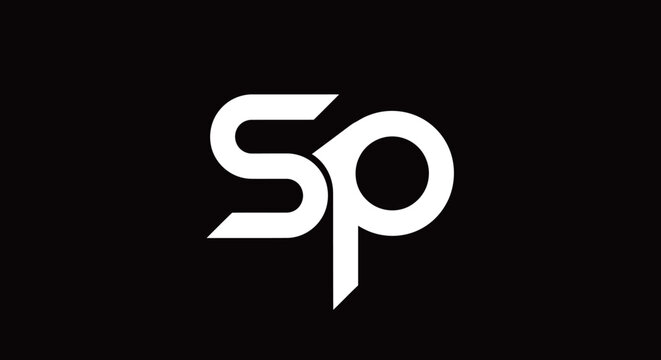 Minimalist SP monogram logo on dark background