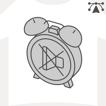 Alarm clock off isometric icon, turn off noise concept. Vector graphics. Mute sign and editable stroke, outline style icon for mobile or web design.