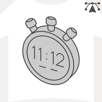 Digital timer isometric icon, countdown mode concept. Vector graphics. Digital display, minute counter sign and editable stroke, outline style icon for mobile or web design.