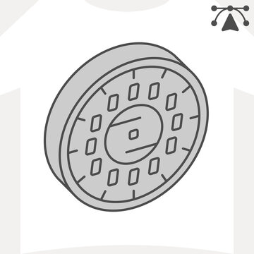 Digital dial isometric icon, time and technology concept. Vector graphics. LED screen, digital time sign and editable stroke, outline style icon for mobile or web design.