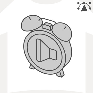 Alarm of clock isometric icon, loud and clear sound concept. Vector graphics. Ringtone, sound alert sign and editable stroke, outline style icon for mobile or web design.