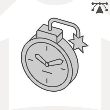 Ticking bomb isometric icon, countdown to explosion concept. Vector graphics. Explosive timer, clock bomb sign and editable stroke, outline style icon for mobile or web design.