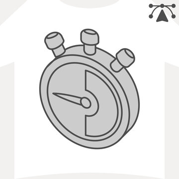 Timer isometric icon, time limit, stopwatch concept. Vector graphics. Symbol of stopwatch, timer sign and editable stroke, outline style icon for mobile or web design.