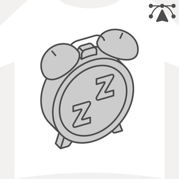 Sleep mode clock isometric icon, rest and relaxation concept. Vector graphics. Before bed, autonomous mode sign and editable stroke, outline style icon for mobile or web design.