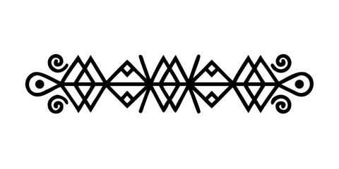 Fototapeta premium Ornate Tribal Geometric Divider Illustration - Elegant Ornament Border Decoration