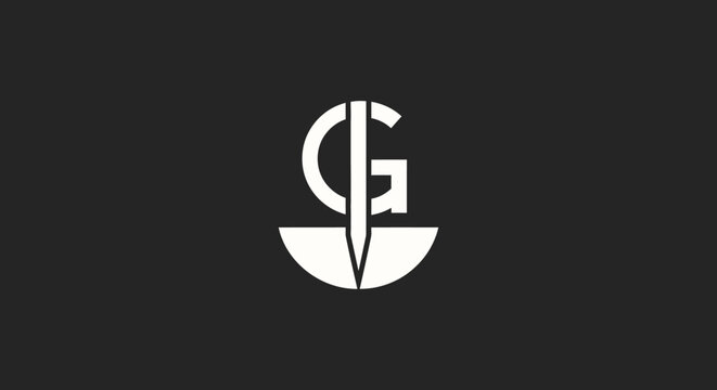 Modern minimalist white geometric monogram logo on black background
