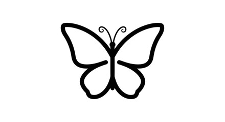 Minimalist Butterfly Outline Icon on White Background © Aleksander