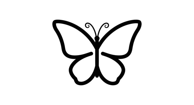 Minimalist Butterfly Outline Icon on White Background