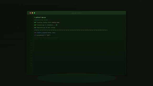 Typing code editor screen with blinking cursor programming developer workspace closeup