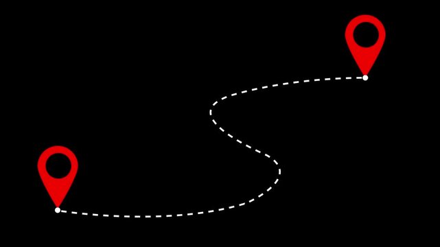 Two Location point. Connection with Lines 4k Animation video on Black Background