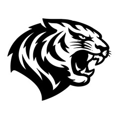 Obraz premium A fierce tiger head illustration roars with a menacing expression on its face.