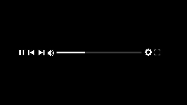 Media player template scroll bar button with audio reactor, Music time line or video track player, Time line bar moving as song media 4k Animation video on Black Background