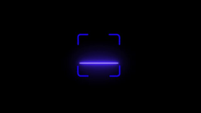 scanner icon animation isolated scanner neon shine icon animation .fingerprint biometric scanning animation. Biometric scanning animation 4k Animation video on Black Background