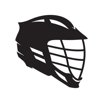 Black lacrosse helmet silhouette vector illustration isolated on white background